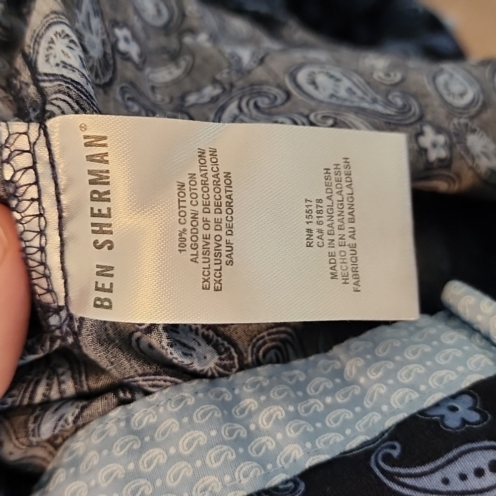 Ben Sherman sz 18 XL Big Boy dark blue paisley short sleeve button up shirt - Picture 8 of 8